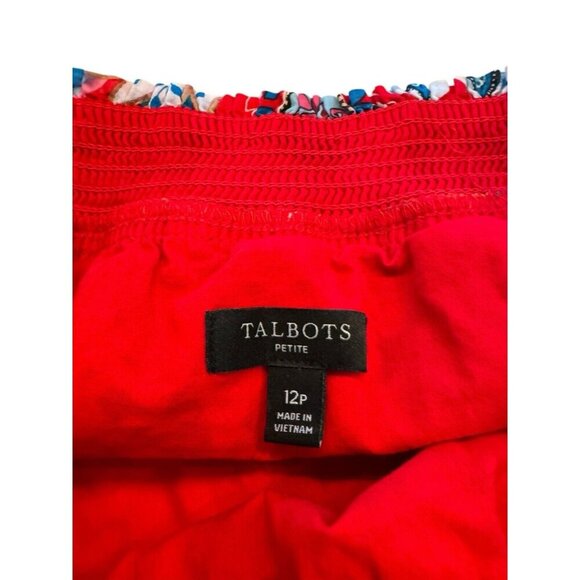 Talbots Red Paisley Dress Sleeveless Summer Sundress Women's 12P Fit & Flare - Picture 9 of 10